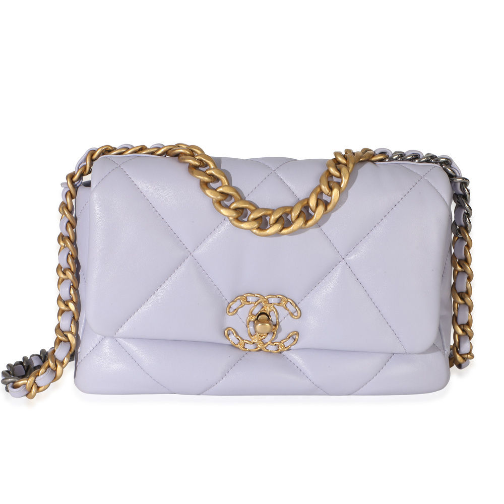 Chanel Purple Calfskin Small 19 Flap Bag